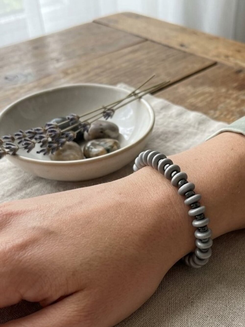 Black Hematite Gray Bead Bracelet